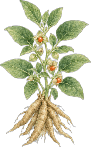 Ashwagandha, botanical illustration